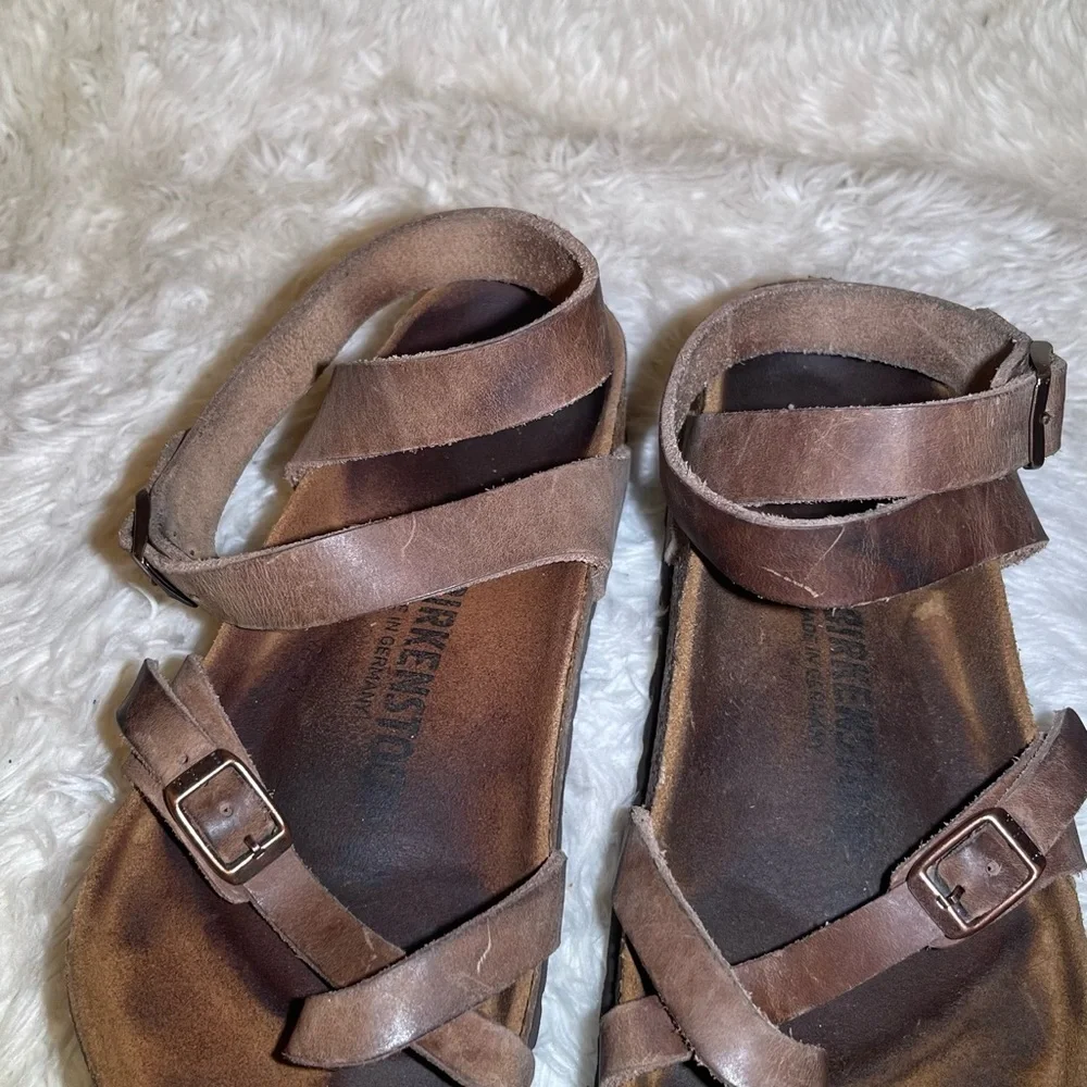 Birkenstock Tara Habana women’s brown Leather Strappy Sandals size 6 - Picture 3 of 7